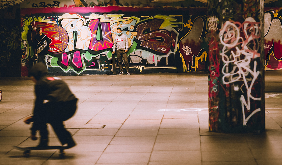 Skateboarder in Southbank, London.