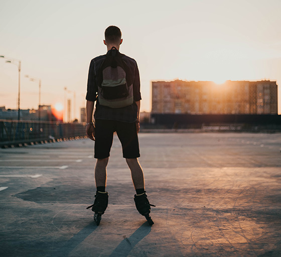 Rollerblader enjoys a sunset