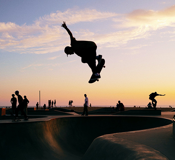 Skateboarder doing a indy grab